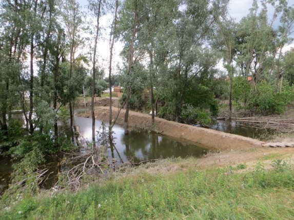 Насут пут који води ка викендици у кориту  за велику воду